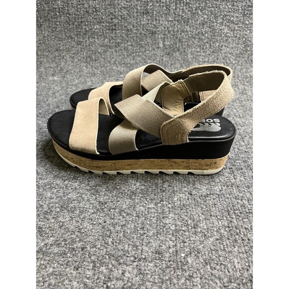 Sorel Cameron Flatform Slingback Sandals Size 8.5 Brown Strappy - Picture 1 of 8